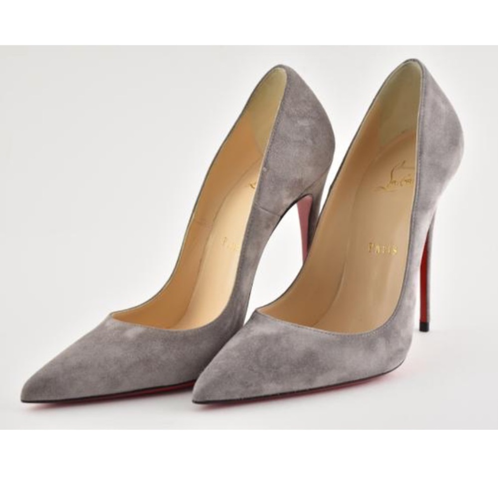 Christian Louboutin Grey So Kate 120 Storm Suede Pointed Classic Heel Pumps